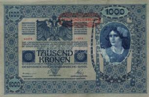1902. 1000K mindkét oldal német "Deutschösterreich" felülnyomással (10x) T:II,III