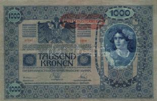 1902. 1000K mindkét oldal német "Deutschösterreich" felülnyomással (10x) T:II,III