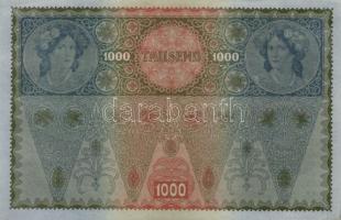 1902. 1000K mindkét oldal német "Deutschösterreich" felülnyomással T:I-(kis szamárfül)