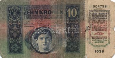 1904-1915. 10K-100K 8db bankjegy felülbélyegzéssel T:IV