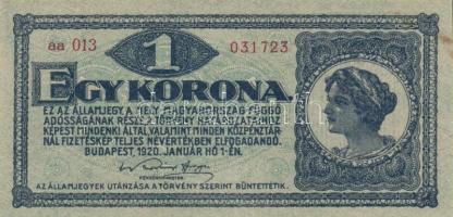 1920. 1K (12x) egymás utáni sorszámmal is közte T:I,I-