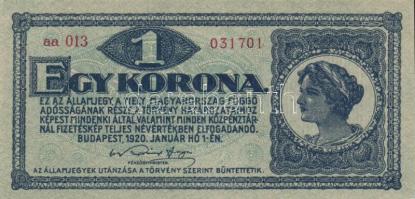 1920. 1K (12x) egymás utáni sorszámmal is közte T:I,I-