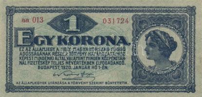 1920. 1K (12x) egymás utáni sorszámmal is közte T:I,I-