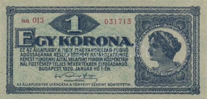 1920. 1K (12x) egymás utáni sorszámmal is közte T:I,I-