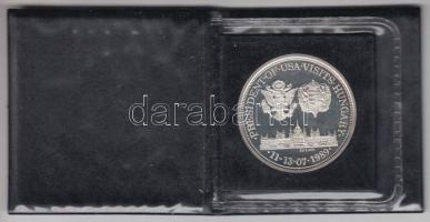 Bognár György (1944-) 1989. "George Bush látogatása Magyarországon" Ag emlékérem (31.3g/0.999/42mm) T:PP Dísztokban