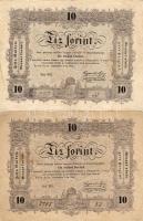 1848. 10Ft "Kossuth-bankó" (2x) azonos "Sor BG." betűjel T:II