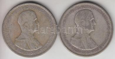 1930. 5P Ag "Horthy-jobbra" (2x) T:3