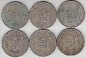 1930. 5P Ag "Horthy-jobbra" (6x) T:3