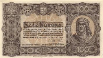1923. "Magyar Pénzjegynyomda Rt" 100K (2x) T:I,I-