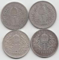 Ausztria 1894-1915. 1K Ag "Ferenc József" (4x) T:vegyes Austria 1894-1915. 1 Corona Ag "Franz Joseph" (4x) C:mixed