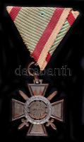 1942. "Tűzkereszt I. fokozata" hadifém kitüntetés mellszalaggal T:2- Hungary 1943. "Hungarian Fire Cross 1st class" war metal decoration with ribbon C:VF