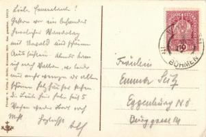 Volary, Wallern im Böhmerwalde am Weiger; street, man with wheelbarrow (EK)