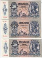 1941. 20P "005" (3x) egymás utáni sorszámmal! T:I