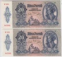 1941. 20P "005" (3x) egymás utáni sorszámmal! T:I