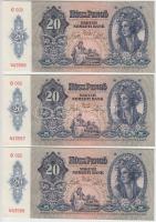 1941. 20P "005" (3x) egymás utáni sorszámmal! T:I
