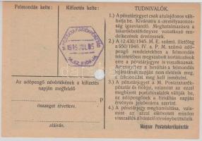 1946. 1.000.000AP nem kamatozó pénztárjegy "Másra Át Nem Ruházható" és "M.Kir.Postata...