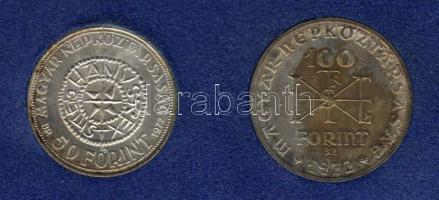 1972. "Szt. István" 50Ft+100Ft 2db sor ezüst T:BU műanyag tokban