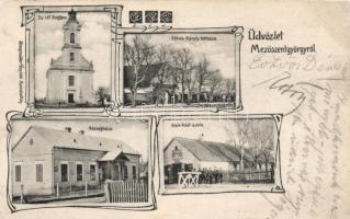 Mezőszentgyörgy, ev. ref. templom, Eötvös Károly lakháza, községháza, Back Adolf üzlete (b)