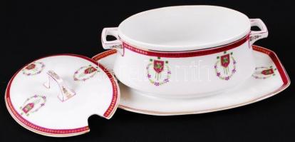 cca 1900 "Thuroczy Kálmán - Kolozsvár" jelzéssel, részben kézzel festett, aranyozott porce...