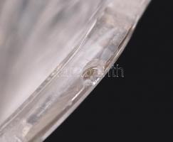 Ólomkristály váza fém talapzaton (száján apró lepattanás) / 
Crystal vase on metal stand (minor faul...