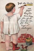 Berlin, boy leporellocard, humour (EK)