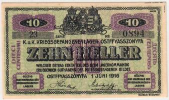 Ostffyasszonyfa / hadifogolytábor 1916. június 1. 10f arab sorozat és sorszámmal T:I