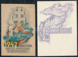 1942 Honvéd Karácsony segély propaganda szórólap + Későbbi ex libris Légrády ill. LYS szignóval