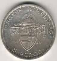 1938. "Szt. István" 5P ezüst T:1/2 tisztítva