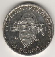 1938. "Szt. István" 5P ezüst T:1/2 tisztítva