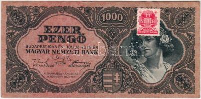 1945. 1000P vörös "MNB" bélyeggel T:I-