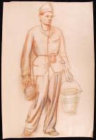 Hende Vince (1892-1957): Iparos tanuló. Vegyes technika, papír, jelzett, 70×50 cm