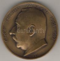 1919. "Az éremkedvelők első elnöke - Gr. Teleki Sándor" nagyalakú bronzplakett T:2 Életrajz mellékelve!