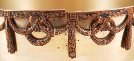 Alpakka kínáló kosár, üvegbetét nélkül, díszítés két helyen törött, d:15 cm, m:16 cm