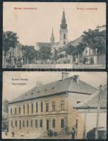 2 db régi magyar városképes lap, Gyönk Nagyvendéglő, és Jánoshalma Fő utca és templom