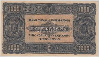 1923. 1000K T.W. nyomdahely jelöléssel és "8 FILLÉR - NYOLC FILLÉR" felülnyomással T:II-,I...