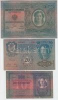 1904. 10K + 1912. 100K (2x) klf + 1913. 20K II. kiadás + 1914. 50K + 1915. 10K T:II-,III,III-