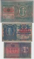 1904. 10K + 1912. 100K (2x) klf + 1913. 20K II. kiadás + 1914. 50K + 1915. 10K T:II-,III,III-