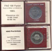 1982. 100Ft "Labdarúgó VB" + 1983. 100Ft "FAO" T:BU Eredeti tokban, tanúsítvánnyal!