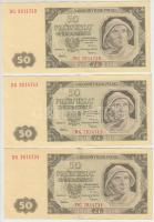 Lengyelország 1948. 50Zl (3x) kettő egymás utáni sorszámmal T:II,II- Poland 1948. 50 Zlotych (3x) two of them with sequential serials C:XF,VF