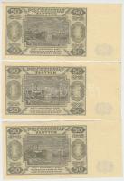 Lengyelország 1948. 50Zl (3x) kettő egymás utáni sorszámmal T:II,II-
Poland 1948. 50 Zlotych (3x) tw...