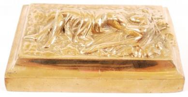 Réz tétel: asztali levél nehezék, váza, sérült kiöntő