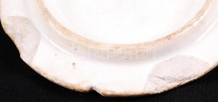 Juhtúró tartó, fajansz, sérült m:14 cm és porcelán fedél, bohóc fejjel, d:8 cm