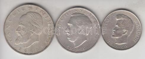 1948. 5Ft Ag "Petőfi" + 10Ft Ag "Széchenyi" + 20Ft Ag "Táncsics" teljes sor T:2,2-