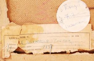 Csizmadia Zoltán (1933-): Tanya. Olaj, farost, hátul jelzett, üvegezett keretben 20×39 cm