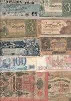 Vegyes bankjegy tétel, magyar pengők, német bankjegyek és orosz/szovjet papírpénzek, összesen 65db T:vegyes Mixed Hungarian Pengő banknotes and German and Russian/Soviet paper money, alltogether 65pcs C:mixed