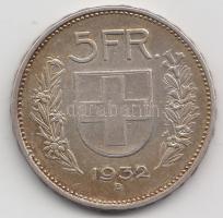 Svájc 1932B 5Fr Ag T:2- Switzerland 1932B 5 Francs Ag C:VF