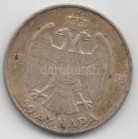 Jugoszlávia 1938. 50D Ag "I. Sándor" T:2-,3 Yugoslavia 1938. 50 Dinara Ag C:VF,F