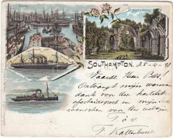 1898 Southampton litho minicard (11.5 × 9 cm)