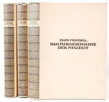 Egon Friedell: Kulturgeschichte der Neuzeit. München 1928-31. 3 kötet Német nyelven, zöld vászonkötésben, borítóval, kitűnő állapotban.