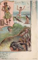 Haway / Hawaii, Nationalitäten-Postkarten Serie Dess. No. 39. Art Nouveau litho